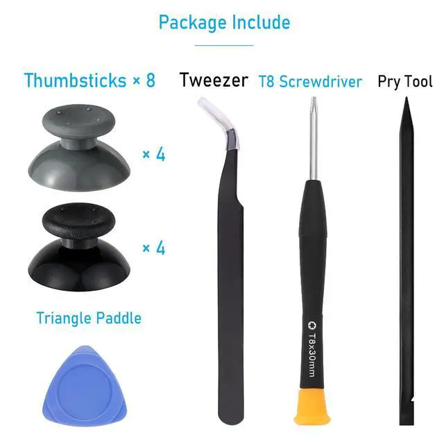 Alt view image 6 of 6 - 8 Pcs Replacement Thumbsticks for Xbox 360 Controller, Plastic Thumb Stick Joystick Grip Replacement for Xbox 360 Controller Accessories