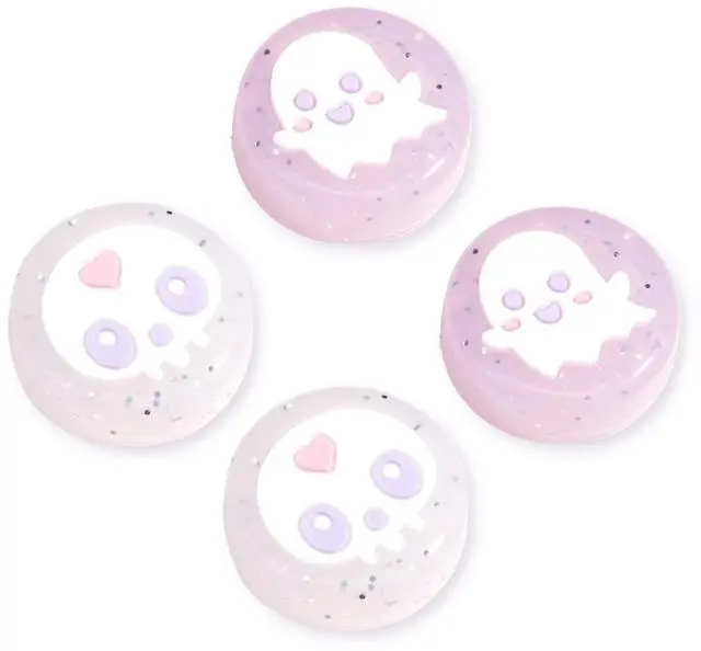 Main image of Ghost Thumb Grips | Halloween Gothic Clear Jelly Glitter Joystick Grip Button Caps | Compatible with Nintendo Switch 1 Standard Lite OLED