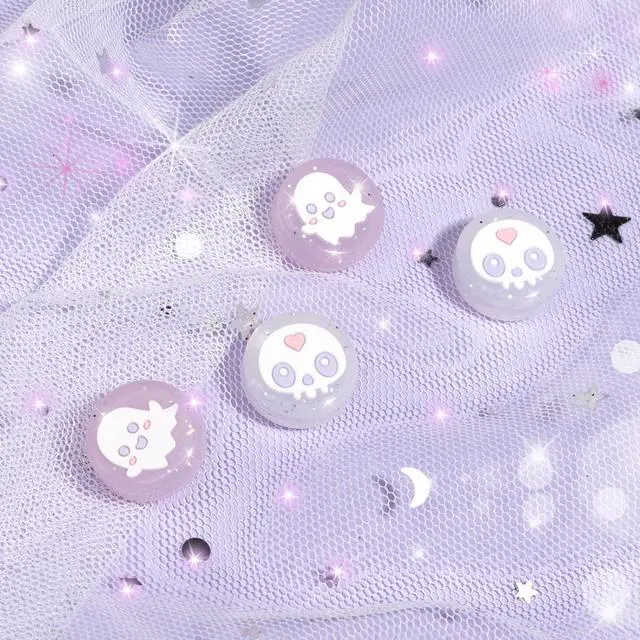 Alt view image 4 of 7 - Ghost Thumb Grips | Halloween Gothic Clear Jelly Glitter Joystick Grip Button Caps | Compatible with Nintendo Switch 1 Standard Lite OLED