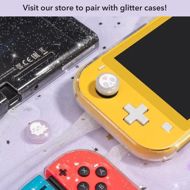 Alt view image 5 of 7 - Ghost Thumb Grips | Halloween Gothic Clear Jelly Glitter Joystick Grip Button Caps | Compatible with Nintendo Switch 1 Standard Lite OLED