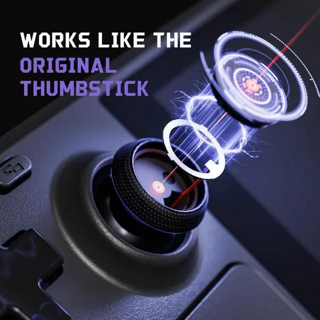 Alt view image 3 of 7 - Replacement Thumbsticks for Steam Deck LCD, Custom Analog Stick Joysticks Repair Kit for Steam Deck OLED Handheld Console with Original Touch Sensing, Anti-Slip Texture Grip - Black