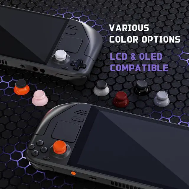 Alt view image 5 of 7 - Replacement Thumbsticks for Steam Deck LCD, Custom Analog Stick Joysticks Repair Kit for Steam Deck OLED Handheld Console with Original Touch Sensing, Anti-Slip Texture Grip - Black