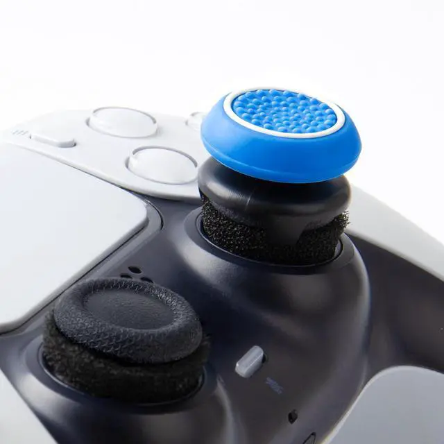 Alt view image 7 of 7 - Controller Accessories for PS5 Thumb Grips Joystick caps w/high thumbstick Extender, Joystick Replacement Covers, Analog Stick Precision Rings, aim Boost kit Stuff attachments for PS4 Black White