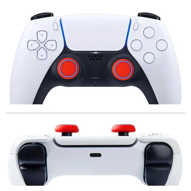 Alt view image 6 of 7 - Controller Accessories for PS5 Thumb Grips Joystick caps w/high thumbstick Extender, Joystick Replacement Covers, Analog Stick Precision Rings, aim Boost kit Stuff attachments for PS4 Black White