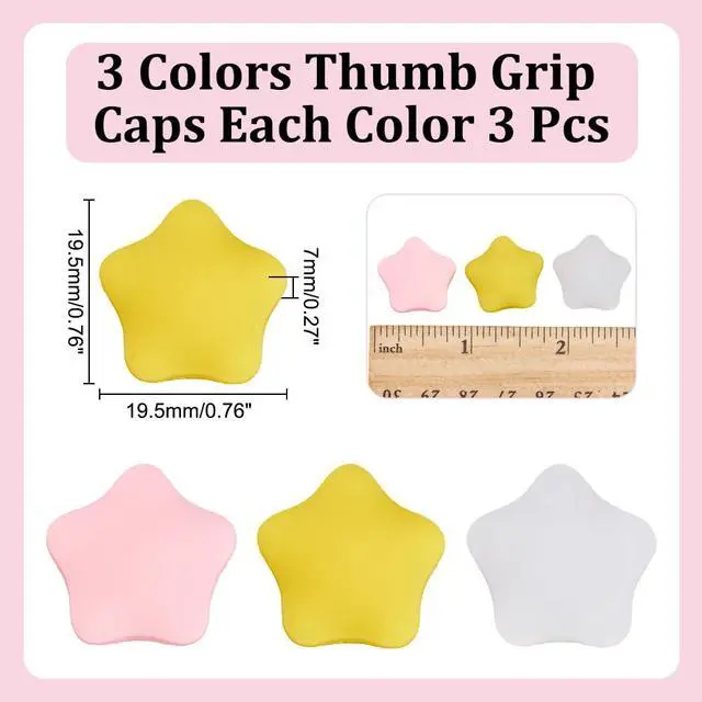 Alt view image 2 of 5 - 9Pcs 3 Colors Switch Thumb Grips Cute Joystick Caps Cute Star Analog Grips Cover Compatible with Switchs Mixed Color ID: 9 mm; Compatible only with the Switch Lite