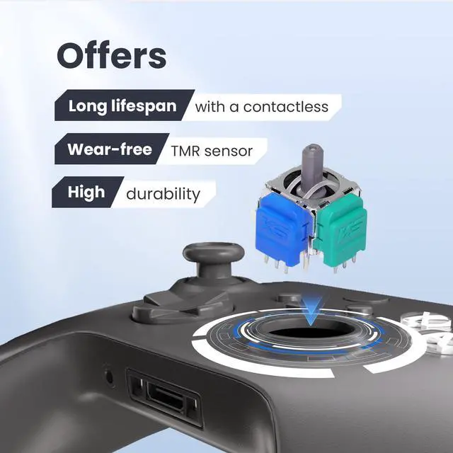 Alt view image 5 of 7 - K-Silver TMR Joystick Replacement, JS13 Pro Thumbsticks Electromagnetic Stick Repair Module with Thumbstick Caps, No Drift High Precision, A Pair for Xbox One Series X/S Elite 1 Controller