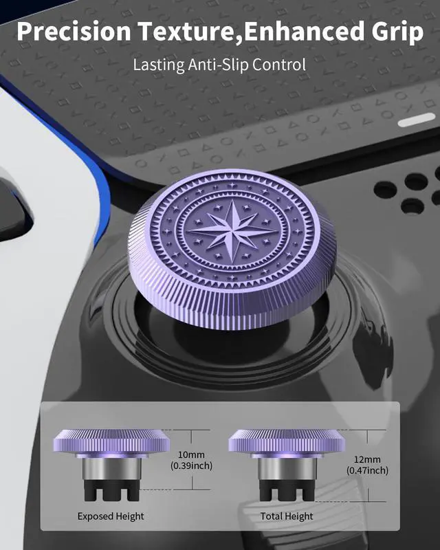 Alt view image 2 of 6 - Metal Thumbsticks for PS5 Edge Controller Stick Module, 2Pcs Custom Thumb Sticks Grips Joystick Replacement Kit for PS5 Dual Sense Edge Accessories, Thumbstick Accessories Parts, Star