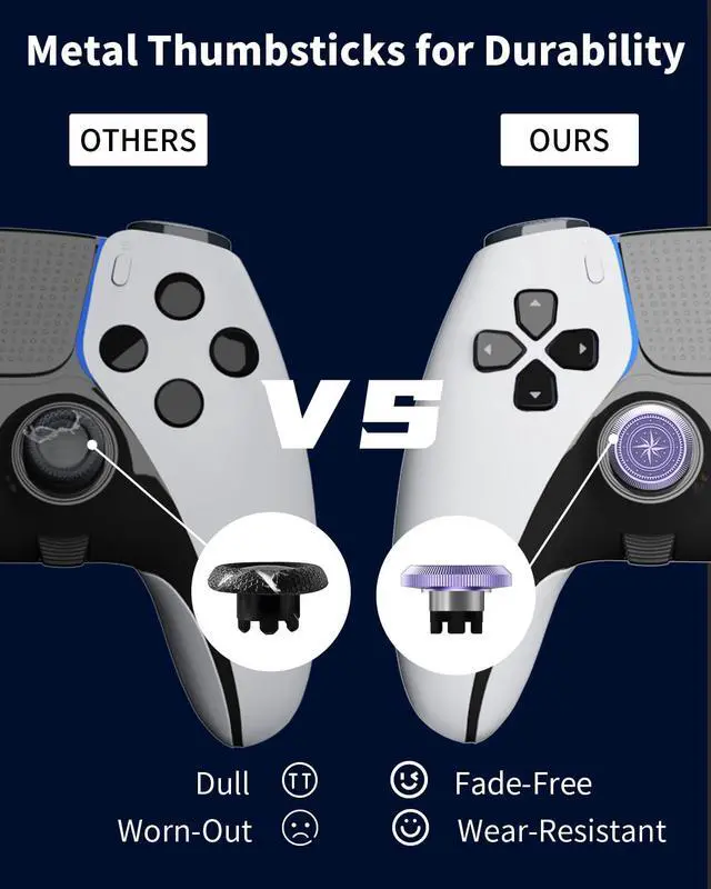 Alt view image 4 of 6 - Metal Thumbsticks for PS5 Edge Controller Stick Module, 2Pcs Custom Thumb Sticks Grips Joystick Replacement Kit for PS5 Dual Sense Edge Accessories, Thumbstick Accessories Parts, Star