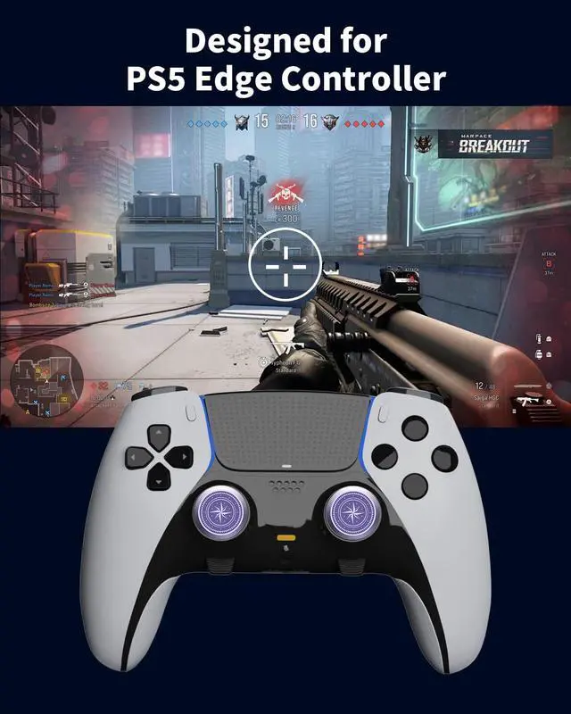 Alt view image 5 of 6 - Metal Thumbsticks for PS5 Edge Controller Stick Module, 2Pcs Custom Thumb Sticks Grips Joystick Replacement Kit for PS5 Dual Sense Edge Accessories, Thumbstick Accessories Parts, Star
