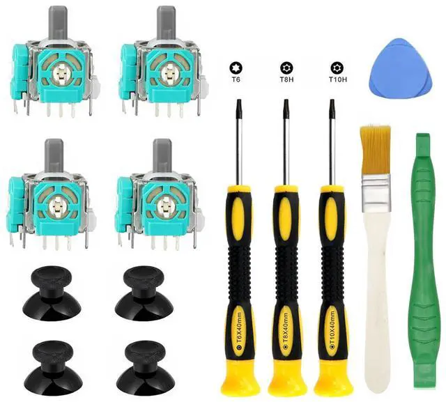 Main image of 4PCS Replacement Joystick for Xbox One S/X Controller, Analog Thumbsticks Repair Tool Kit for Stick Drift, Broken, and Loose Joysticks Replacement, T6 T8 T10 Repair Screwdriver Kit for Xbox One S/X