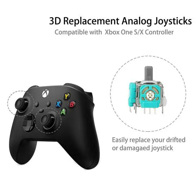 Alt view image 2 of 6 - 4PCS Replacement Joystick for Xbox One S/X Controller, Analog Thumbsticks Repair Tool Kit for Stick Drift, Broken, and Loose Joysticks Replacement, T6 T8 T10 Repair Screwdriver Kit for Xbox One S/X