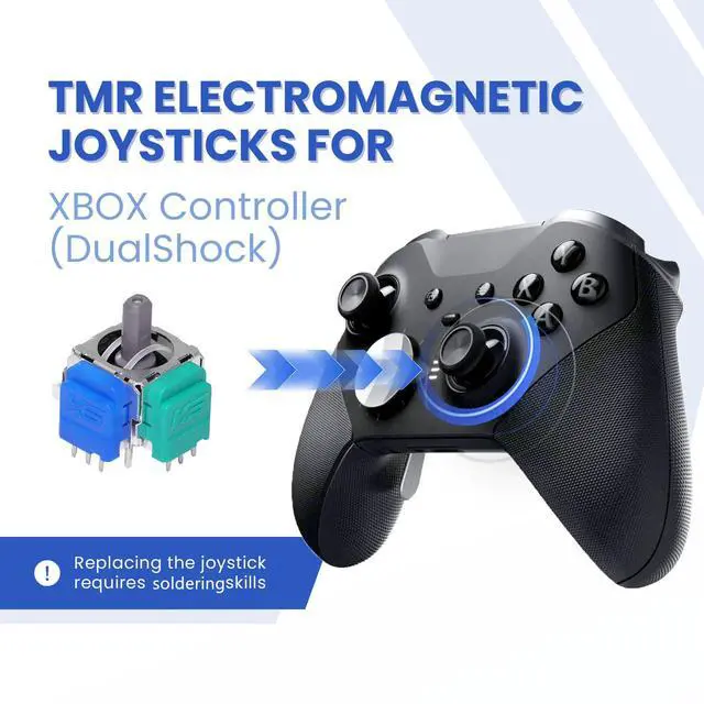 Alt view image 2 of 7 - K-Silver TMR Joystick Replacement, JS13 Pro Thumbsticks Electromagnetic Stick Repair Module with Thumbstick Caps, No Drift High Precision, A Pair for Xbox One Series X/S Elite 1 Controller