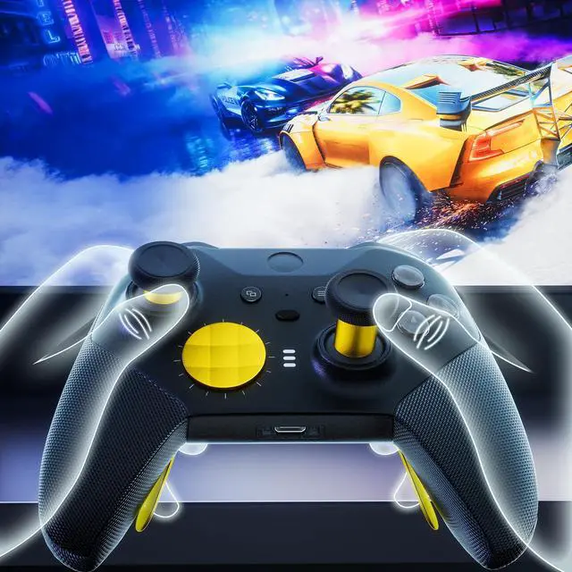 Alt view image 4 of 7 - 14-in-1 Controller Accessories Kit Compatible with Xbox Elite Series 2, 6 Premium Metal Thumbsticks, Swap Joysticks, 4 Interchangeable Paddles, 2 D-Pads, 1 Tool & 1 Storage Bag (Bright Gold)