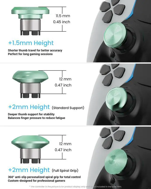 Alt view image 2 of 7 - Metal Thumbsticks & Back Paddles for PS5 Edge Controller, Analog Thumb Sticks Caps Replacement Kit for PS5 Dual Sense Edge Stick Module, 6 Joysticks, 4 Back Buttons, Macaron Green