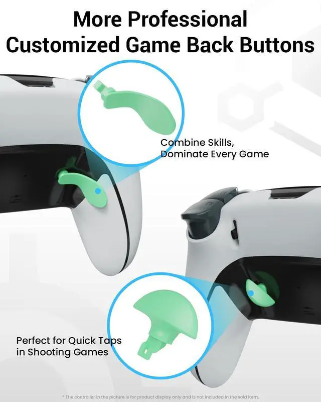 Alt view image 3 of 7 - Metal Thumbsticks & Back Paddles for PS5 Edge Controller, Analog Thumb Sticks Caps Replacement Kit for PS5 Dual Sense Edge Stick Module, 6 Joysticks, 4 Back Buttons, Macaron Green