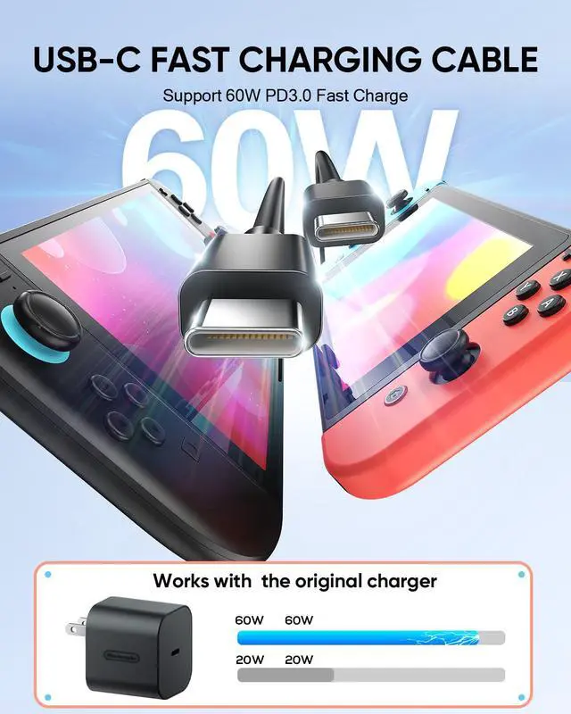 Alt view image 5 of 7 - (9.8FT) Extra Long Charging Cable for Nintendo Switch 2 AC Adapter Official