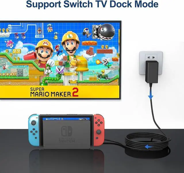 Alt view image 6 of 7 - Charger for Nintendo Switch,39w AC Power Nintendo Supply Adapter 15V 2.6A Fast Charging,with 6.6FT USB C Cord Compatible with Nintendo Switch Lite/LITE/OLED,Support TV Dock/Phones