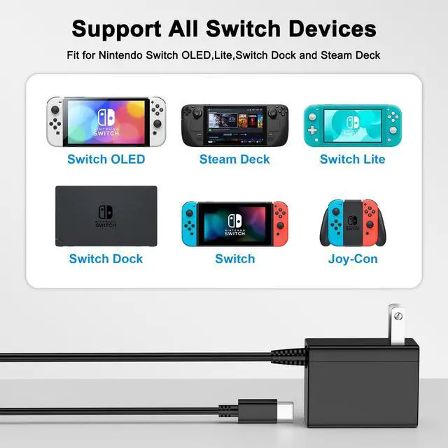 Alt view image 5 of 7 - 39W AC Adapter Fast Charger for Nintendo Switch with 6FT USB C Cord