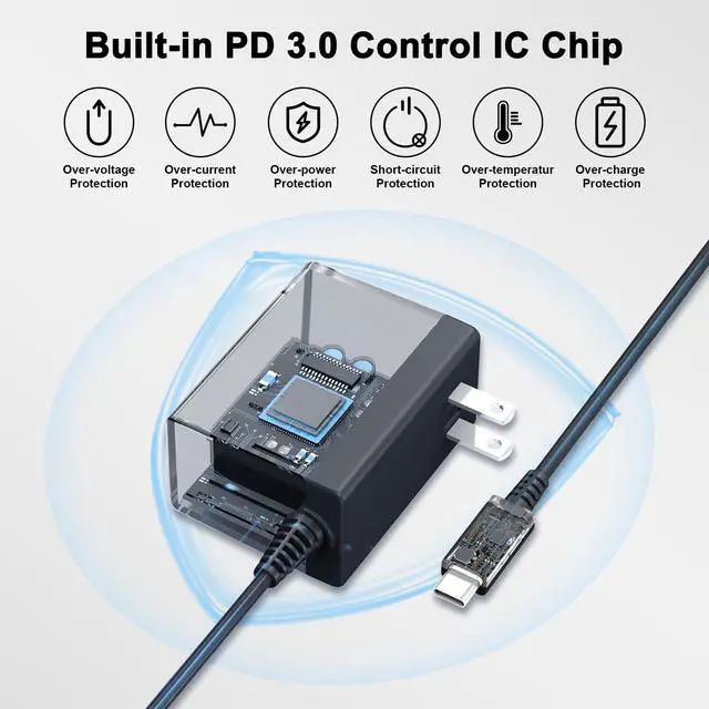 Alt view image 7 of 7 - 39W AC Adapter Fast Charger for Nintendo Switch with 6FT USB C Cord