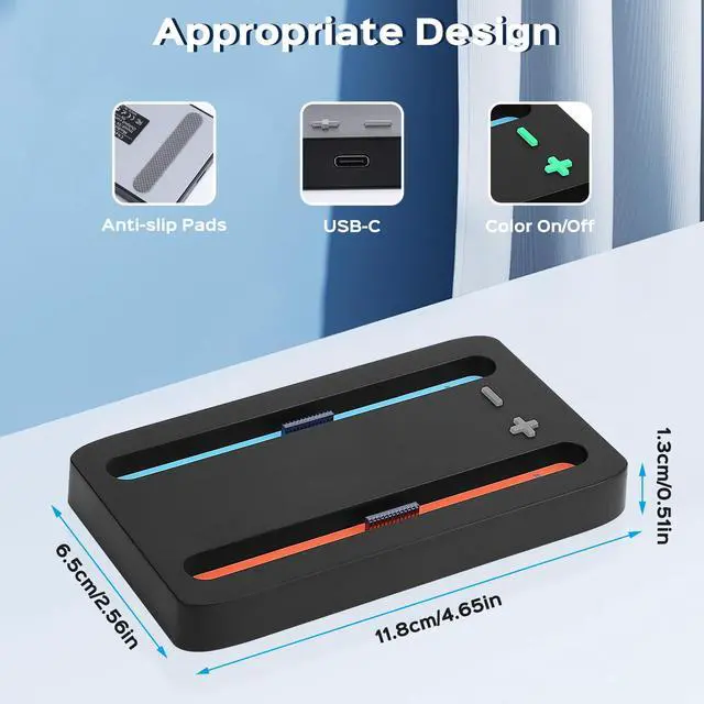 Alt view image 3 of 7 - Charging Dock for Nintendos Switch 2,Switch 2 Joycons Dock for 2 Joycon,Joycons Charger Stand Station with LED Indication and USB Type-C Charger Cable