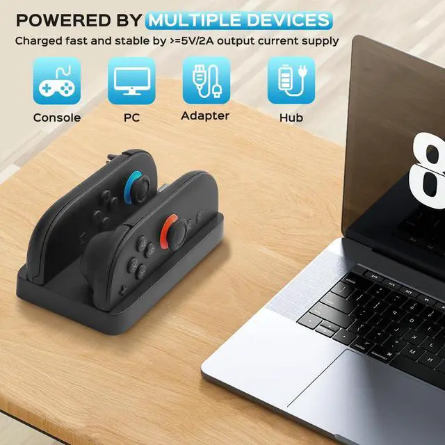 Alt view image 4 of 7 - Charging Dock for Nintendos Switch 2,Switch 2 Joycons Dock for 2 Joycon,Joycons Charger Stand Station with LED Indication and USB Type-C Charger Cable