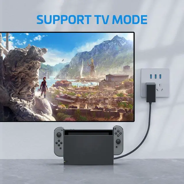 Alt view image 3 of 7 - Charger for Switch, Switch OLED & TV Dock Mode, 39W Fast Charger with 5FT USB-C Cable