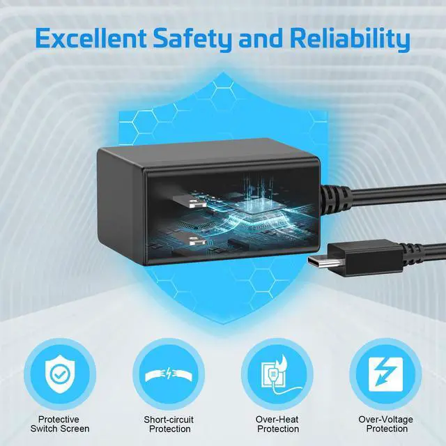 Alt view image 4 of 7 - Charger for Switch, Switch OLED & TV Dock Mode, 39W Fast Charger with 5FT USB-C Cable