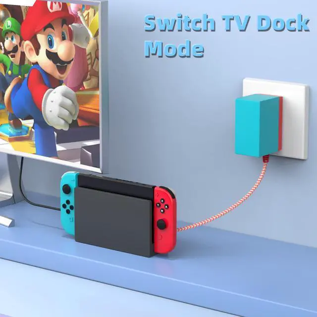 Alt view image 5 of 5 - Switch Charger Compatible with Nintendo, AC Adapter Power Supply Switch Lite/OLED/Pro Controller/Steam Deck, Support TV Dock Mode 39W USB C Fast Charger with 5Ft Charging Cable
