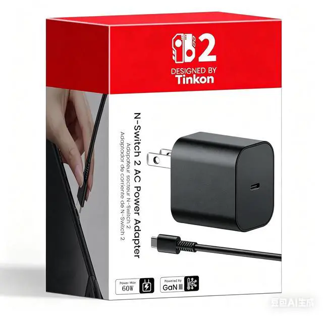 Main image of Switch 2 Charger, 20V 3A 60W AC Adapter with 5ft USB C Cable