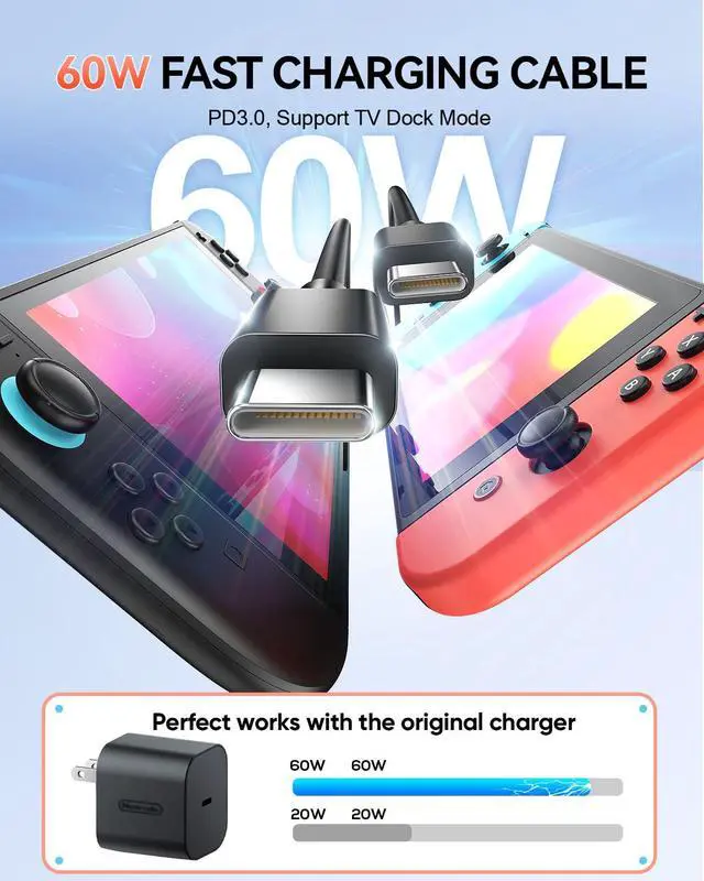 Alt view image 5 of 7 - 2 Pack (9.8FT) Switch 2 Charging Cable, Extra Long Power Cord for Nintendo