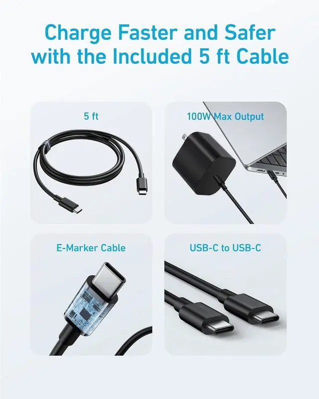 Alt view image 7 of 7 - Switch 2 Charger - 20V 3A 60W Replacement Fast Charging Power Adapter Accessories with 5FT USB C Cable, Original IC Module for Switch OLED, Lite, Steam Deck
