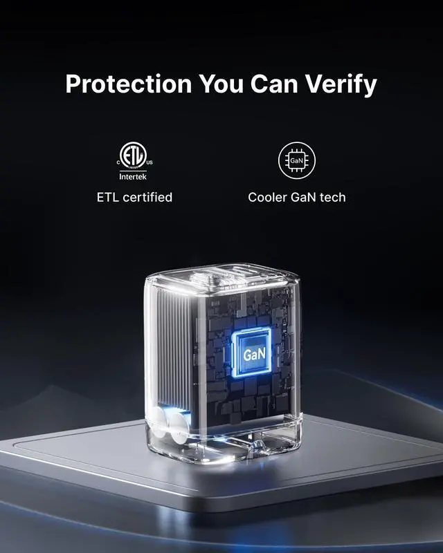 Alt view image 7 of 7 - 30W GaN Fast Charging USB C Charger, Block with Smart Phone Protection