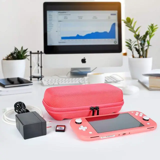 Alt view image 7 of 7 - Switch Case Compatible with Nintendo Switch Lite with 2 Pack Screen Protector & 6 Pcs Thumb Grip, 20 Game Cartridges Hard Shell Travel Carrying Switch Lite Console & Accessories, Red