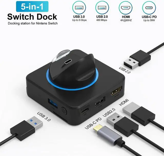Alt view image 6 of 7 - Switch Dock, 4K HDMI Docking Station for TV, Portable Switch Adapter Charging Dock, Connect to TV to Play Games Requires a 39W (15V/2.6A) or Above Charger