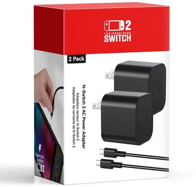 Main image of (2 Pack) Switch 2 Charger with 5FT+10FT USB-C Cable Bundle, 60W PD 3.0 Fast