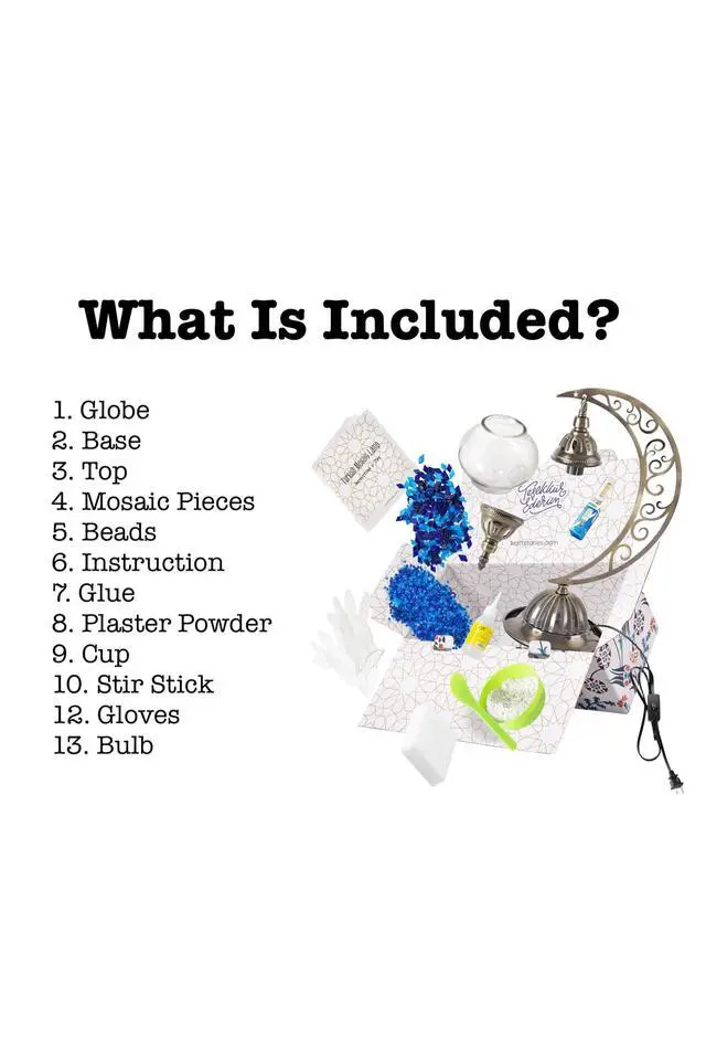 Alt view image 3 of 7 - Turkish Mosaic Moon Lamp Making Kit | DIY Colorful Glass Decorative Table Desk Light | Craft Kit For Adults | Make Your Own Lamp | Living Room Bedroom | Mosaic Pieces, Beads, US-Plug (Blue)
