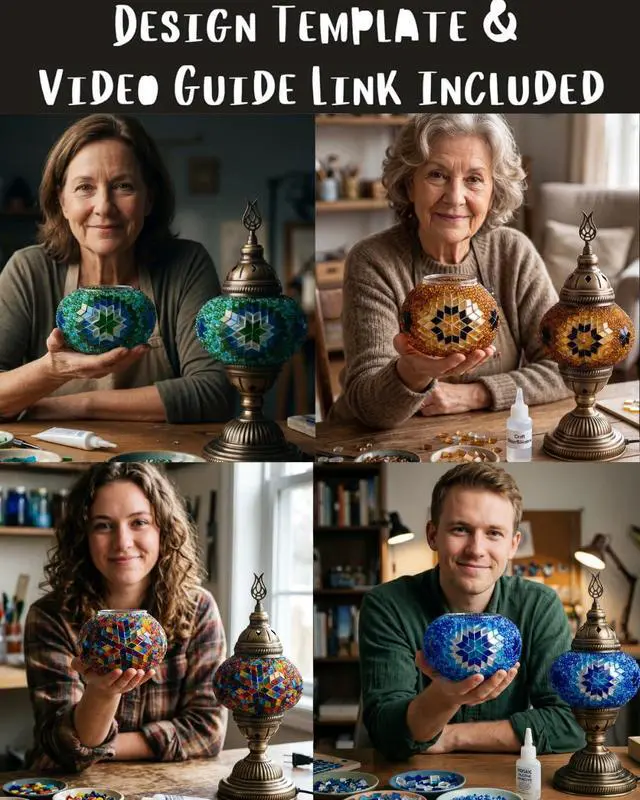 Alt view image 6 of 7 - DIY Turkish Moroccan Mosaic Lamp Making Kit No Grout Needed Fun, Easy, No Experience Required Complete Mosaic Art & Craft Project for Adults & Teens Make Your Own Table Lamp