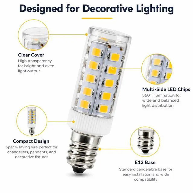Alt view image 2 of 3 - E12 LED Bulb for Turkish Mosaic Lamp Replace E12 30 Watt Halogen Equivalent Warm White 3000K Non-dimmable Candle Base Light Bulbs for Ceiling Fan, Chandelier (Warm White, 2 Pack)
