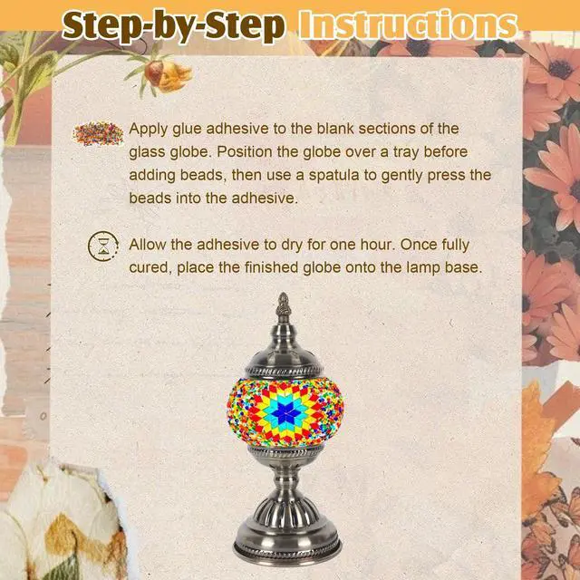 Alt view image 6 of 7 - DIY Turkish Mosaic Lamp Kit, Stained Glass Table Lamp Making Kit - Fun, Easy, No Experience Required, Complete Mosaic Art & Craft Project Kit for Adults & Teens, Make Your Own Table Lamp (Multicolor)