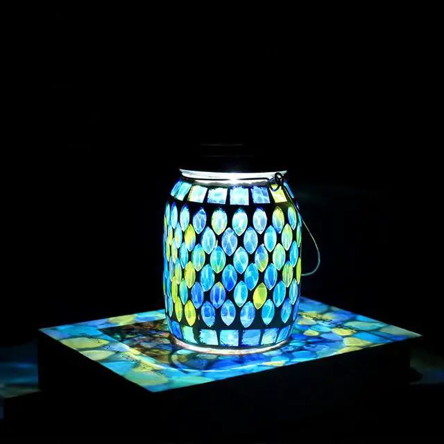 Alt view image 7 of 7 - Solar Mosaic Glass Solar Hanging Lantern, Waterproof Outdoor Garden Light
