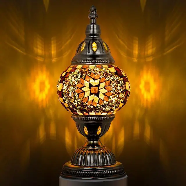 Main image of Turkish Mosaic Lamp Stained Glass Table Lamp with Tiffany Style