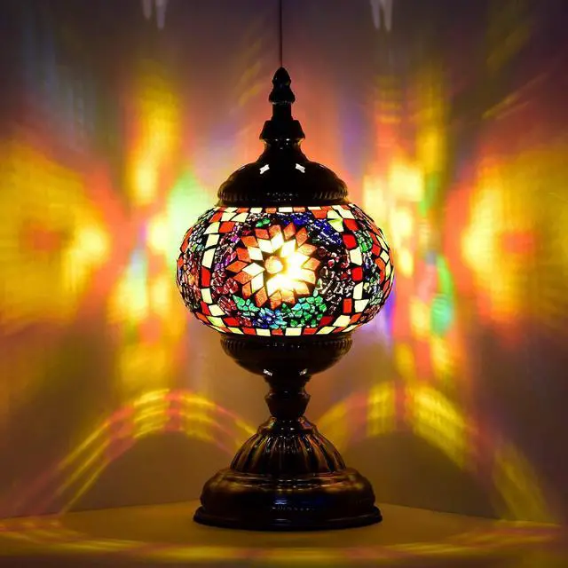 Main image of Turkish Mosaic Lamp Stained Glass Table Lamp with Tiffany Style
