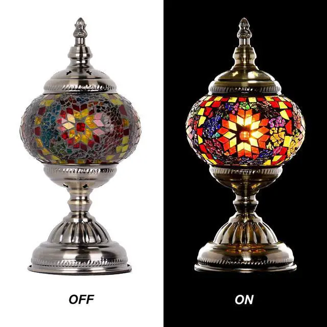 Alt view image 3 of 7 - Turkish Mosaic Lamp Stained Glass Table Lamp with Tiffany Style