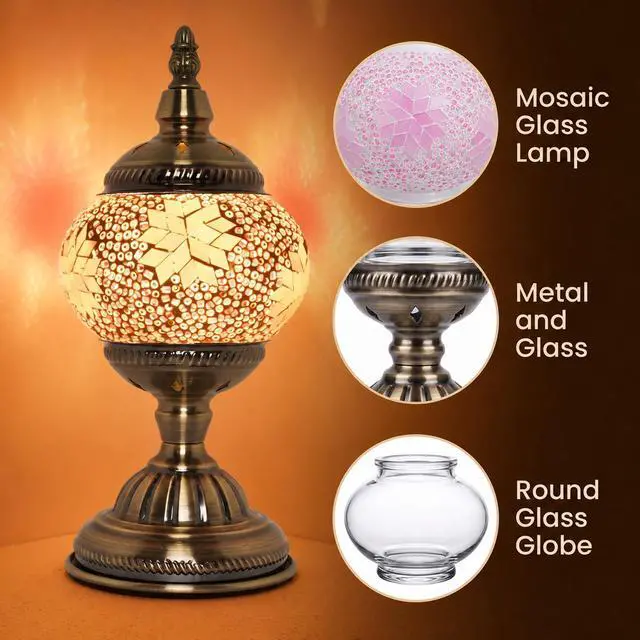 Alt view image 4 of 7 - DIY Turkish Mosaic Lamp Kit for Adults, Pink Boho Table Lamp