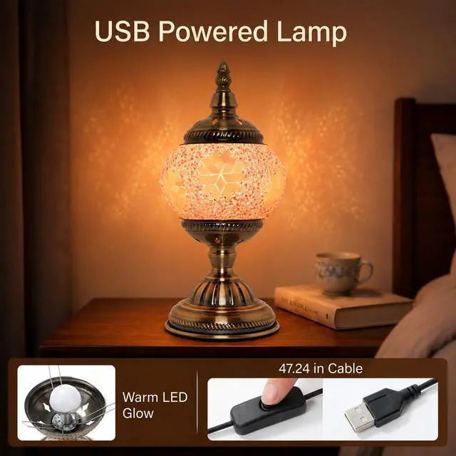 Alt view image 5 of 7 - DIY Turkish Mosaic Lamp Kit for Adults, Pink Boho Table Lamp