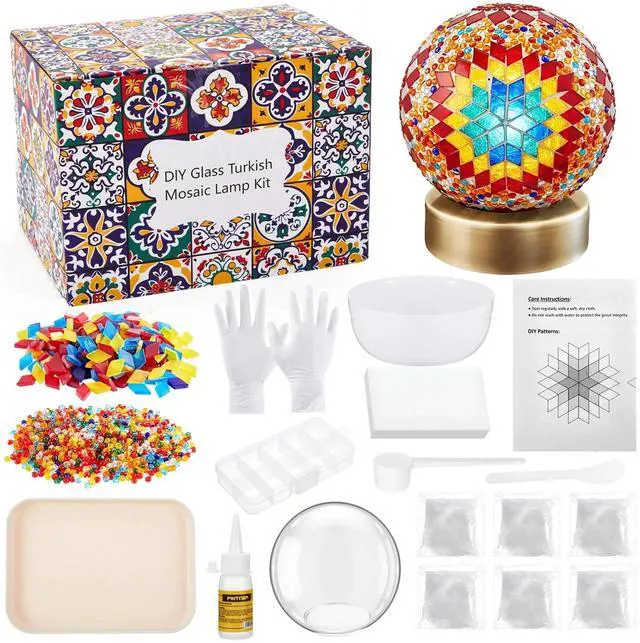 Main image of Turkish Mosaic Lamp Kit DIY Stained Glass Decorative Table Bedside Night Light Tabletop Bohemian Moroccan Lamp Craft Kit for Living Room Decorations(Multicolor)