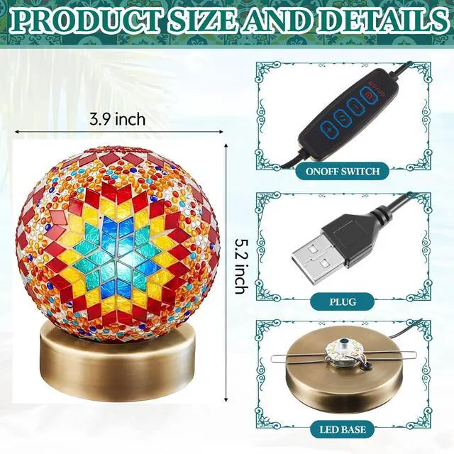 Alt view image 2 of 7 - Turkish Mosaic Lamp Kit DIY Stained Glass Decorative Table Bedside Night Light Tabletop Bohemian Moroccan Lamp Craft Kit for Living Room Decorations(Multicolor)