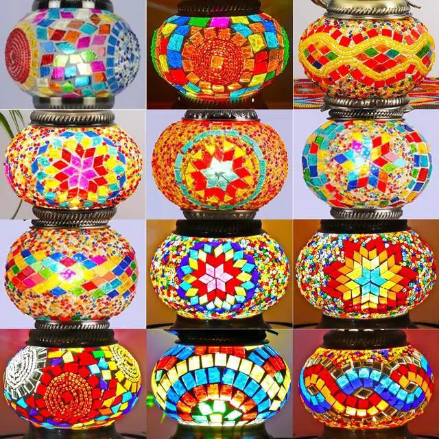 Alt view image 6 of 7 - Turkish Mosaic Lamp Kit DIY Stained Glass Decorative Table Bedside Night Light Tabletop Bohemian Moroccan Lamp Craft Kit for Living Room Decorations(Multicolor)