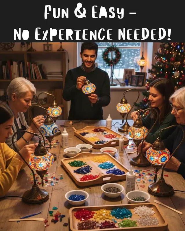 Alt view image 5 of 7 - DIY Turkish Moroccan Mosaic Lamp Making Kit Beginner Friendly Mosaic Art & Craft Project Kit for Adults & Teens No Grout/Plaster Needed Fun, Easy, No Experience Required