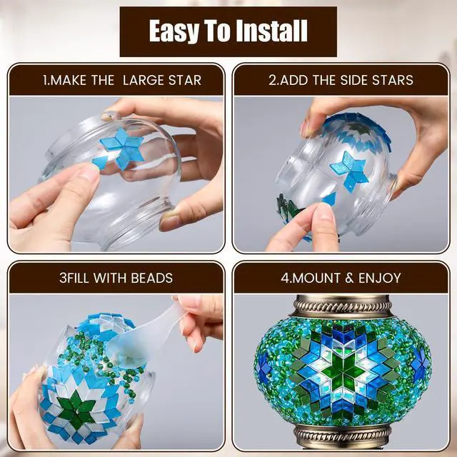 Alt view image 3 of 7 - DIY Turkish Mosaic Lamp Kit for Adults Stained Glass Decorative Make Your Own Table Lamp Bronze Metal for Living Room Bedroom Bedside Decorations